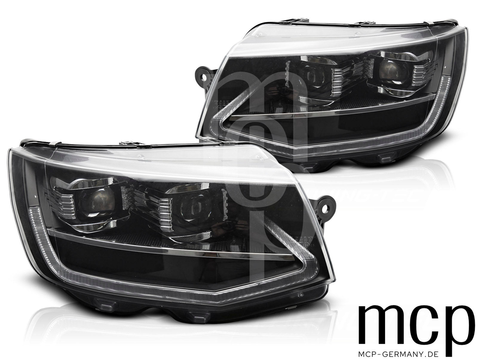 Voll LED Scheinwerfer Set für VW T6 Multivan Caravelle Transporter (2015-2019) in schwarz mit Dynamischem Blinker