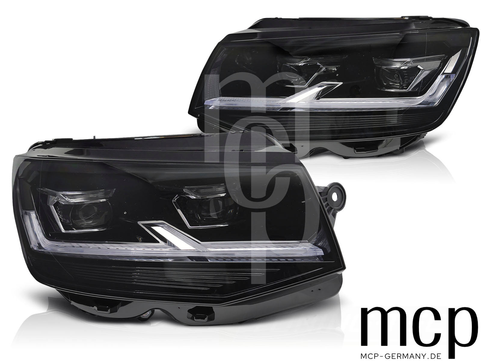 Voll LED Scheinwerfer Set für VW T6 Multivan Caravelle Transporter (2015-2019) in schwarz mit dynamischem Blinker