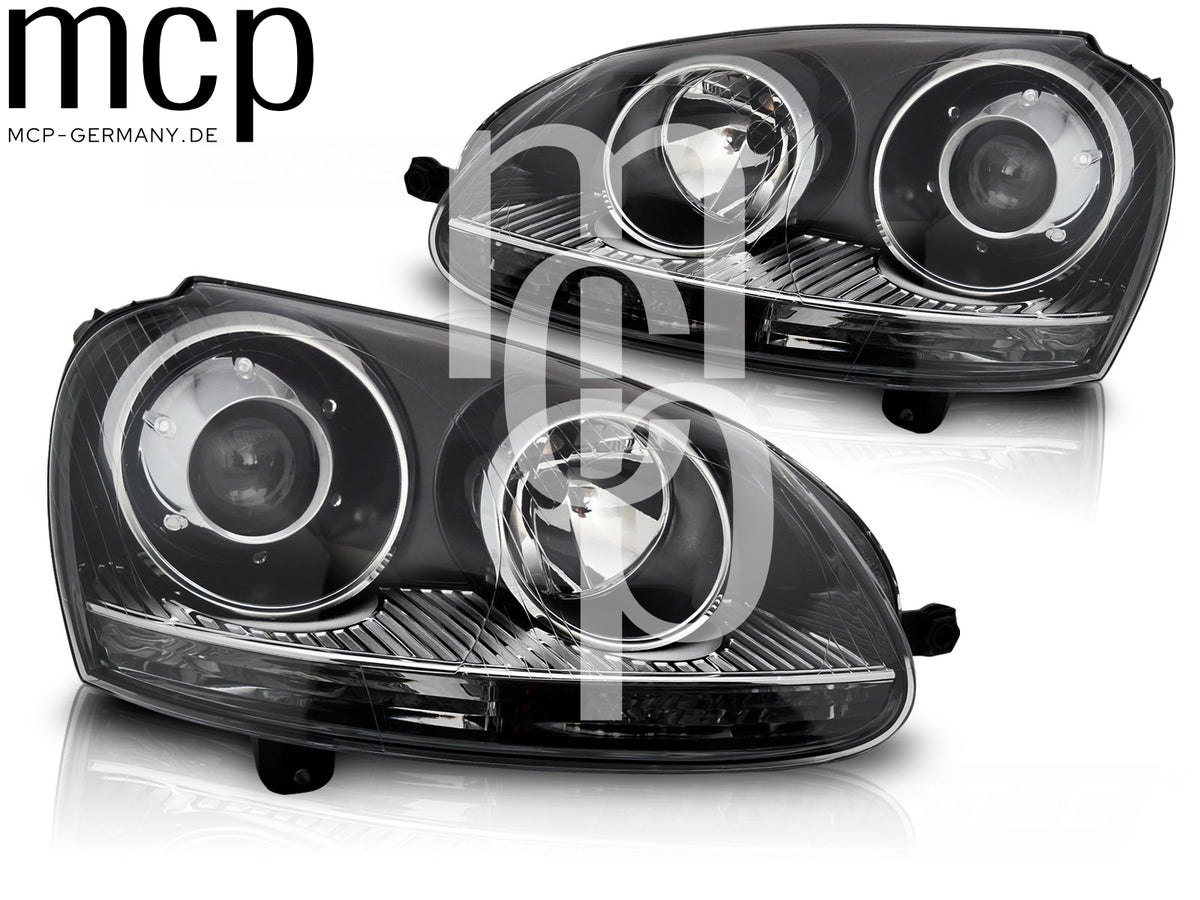 Scheinwerfer Set für VW Golf V (2003 bis 2009) in Schwarz
