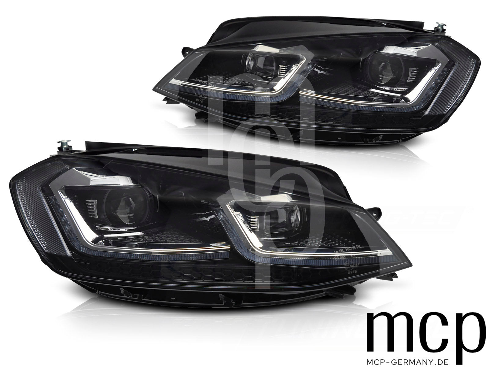 LED Tagfahrlicht Scheinwerfer Set für Volkswagen Golf 7 Facelift (2017 bis 2019) in Klarglas mit Dynamischem Blinker