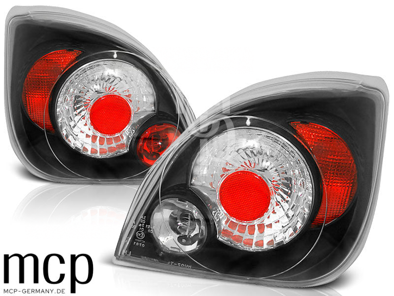 Rückleuchten Set für Ford Fiesta MK4/5 Schrägheck / 3-Türer / 5-Türer (10/1995 bis 04/2002) in Schwarz – Vorderansicht