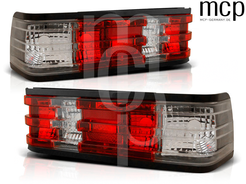 Rückleuchten Set für Mercedes W201 190 (1982 bis 1993) in Rot/Klar – Vorderansicht