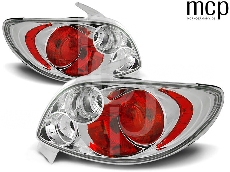 Rückleuchten Set für Peugeot 206 Schrägheck (ab 10/1998) in Chrom