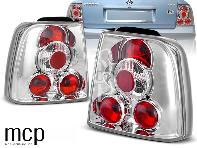 Rückleuchten Set für VW Passat B5 Limousine (11/1996 bis 08/2000) in Chrom – Einbaubeispiel