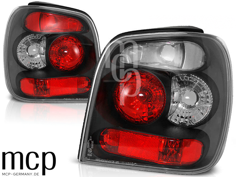 Rückleuchten Set für VW Polo 6N Schrägheck (10/1994 bis 09/1999) in Schwarz – Produktansicht mit MCP-Branding