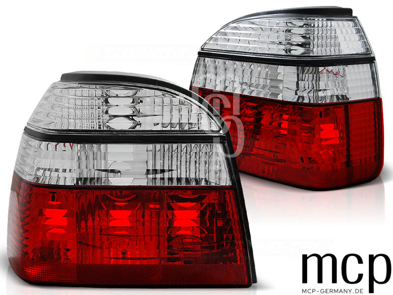 Rückleuchten Set für VW Golf 3 Schrägheck / Cabrio (09/1991 bis 08/1997) in Rot/Klar