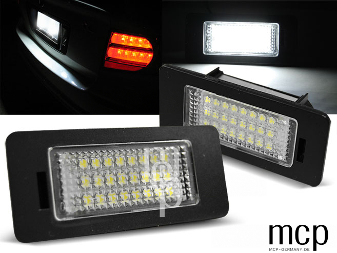 LED Kennzeichenbeleuchtung Set für Audi Q5 / A4 / A5 / TT / VW Passat B6 – Leuchtansicht