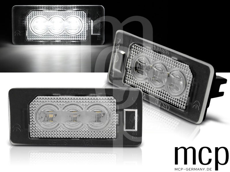 LED Kennzeichenbeleuchtung Set für BMW E82 / E88 / E90 / E91 / E92 / E93 / F32 / F33 / F36 / E39 / E60 / E61 / F10 / F11 / X3 / X5 / X6 in Klar