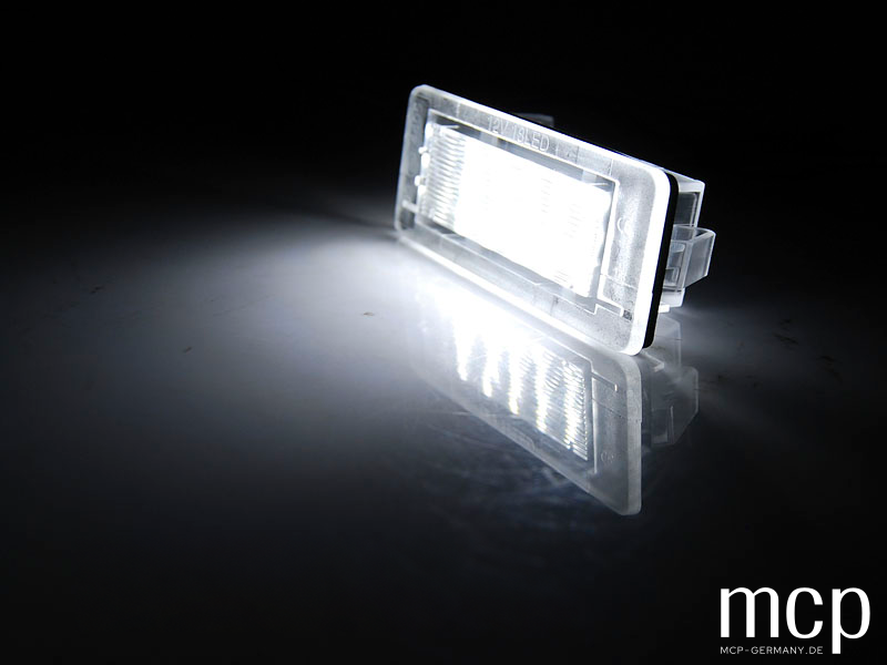 LED Kennzeichenbeleuchtung Set für Renault Scenic II / Laguna II / Dacia Duster / Lodgy / Logan MCV III – Leuchtansicht