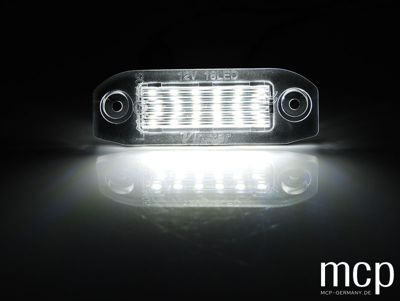 LED Kennzeichenbeleuchtung Set für Volvo S40 / V50 / S60 / V70 / S80 / XC60 / XC70 / XC90 – Leuchtbild