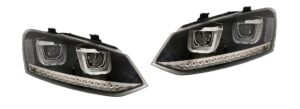 Scheinwerfer für VW Polo 6R/6C, schwarz m. LED-Blinker (nicht HID) – Bild 3